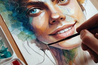 paint watercolor portrait and watercolor art
