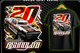 create hand drawn t shirt kart car racing logo