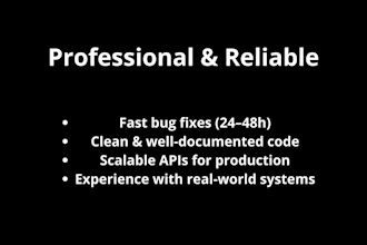 develop or fix backend apis and web systems
