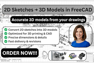 do turning 2d sketches into 3d models using freecad