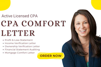 prepare and sign US CPA letter, audit fianancial CPA, financial statement