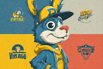 create a vintage cartoon logo design