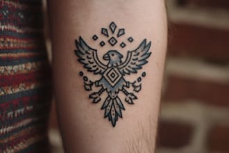 draw a custom linocut style flash tattoo design