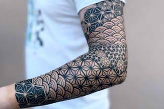 create sleeve tattoo design in geometric style