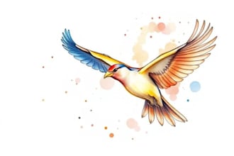 draw fantasy watercolor birds logo