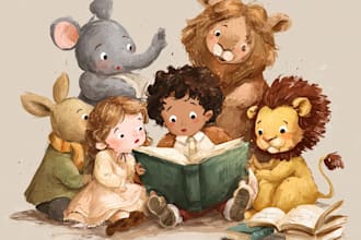 do children story book illustration, children story