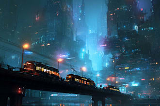 design cyberpunk futuristic city illustration