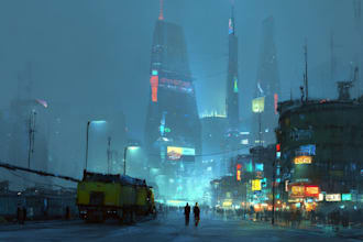 draw cyberpunk sci fi futuristic city art illustration