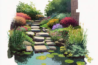 make watercolor landscape design