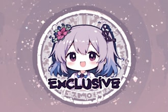 design exclusive logo with cute anime mascot, chibi