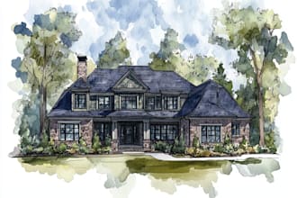 draw a watercolor house painting