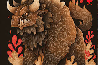 illustrate unique beast illustration in my style
