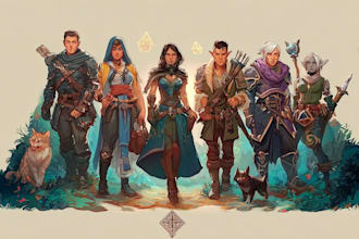 draw your dungeons dragons party in detailed fantasy style