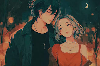 draw a anime character or anime couple character for you