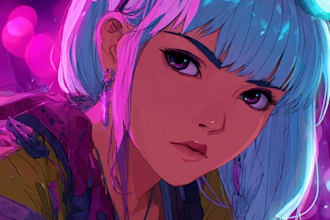 design an illustration of futuristic cyberpunk city