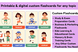 design custom educational flashcards for kids, study, or business