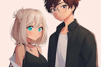 draw your couple character with anime style