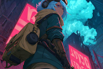 design an illustration of futuristic cyberpunk city