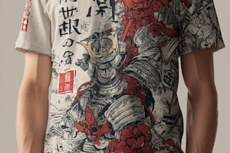 make a japanese t shirt illustration