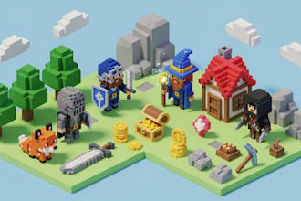 design voxel art characters and isometric assets for games and collections