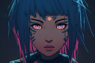 design an illustration of futuristic cyberpunk city