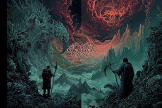 create gothic occult and psychological horror illustration