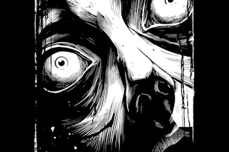 make a horror style illustration, artwork