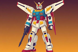 create retro mecha or scifi gundam art