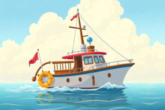 draw your boat or ship into a cartoon illustration