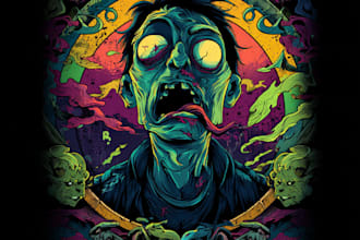 amazing retro horror cartoon illustration for your tshirt