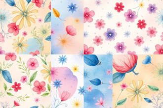 create seamless patterns in watercolor, acrylic or computer graphics