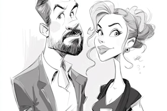 draw cartoon caricature, couple caricatures