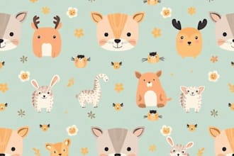 design cute animal pattern and illustration