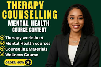create mental wellness course content with therapy worksheet