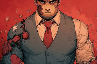 do a professional illustration, splash art, comic cover