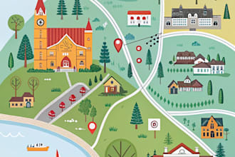 make draw 2d map illustration for you