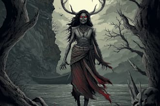 draw fantasy horror characters with dark cinematic style