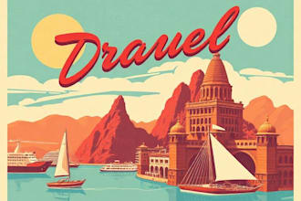 create a travel poster design in a vintage retro style