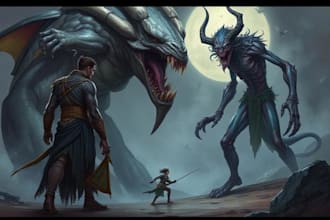 draw concept art and illustration of characters and monsters