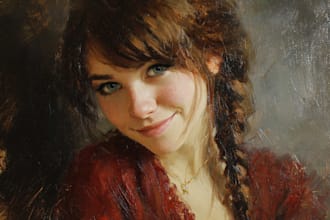 draw digital realistic oil portrait painting