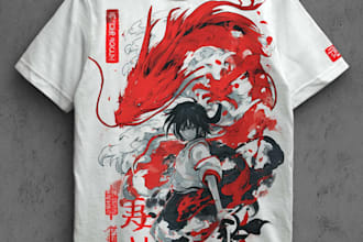 do a japanese t shirt illustration