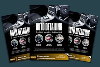 design car wash, car detailing, rental flyer, car service and price list flyer