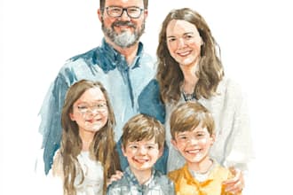 custom watercolor family portrait from photo