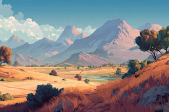 draw a flat vector landscape illustration