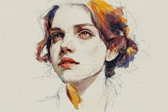draw a sketchy watercolor portrait, no ai