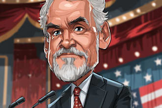 create a humorous political cartoon caricature illustration