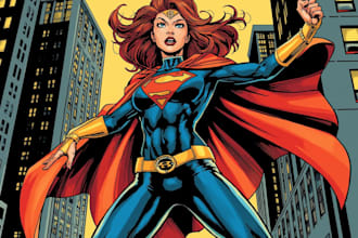 drawing figure in super hero cartoon