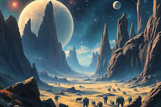 detailed sci fi fantasy landscape, background illustration