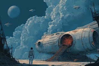 draw futuristic sci fi scenes and space concept art