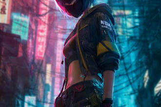 make cyberpunk illustration anime for poster music cover